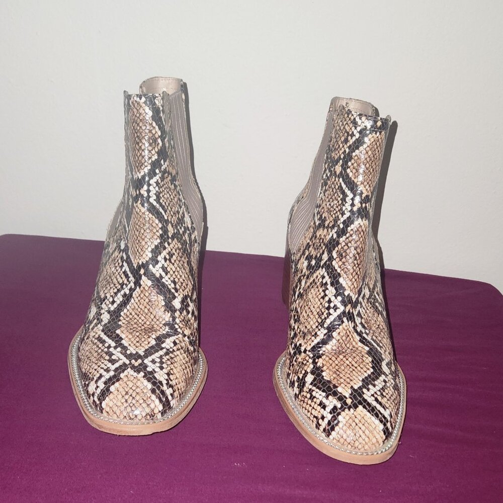Vince Camuto Gigietta Brown And Tan Python-Print Ankle Booties Size 8 - Picture 5 of 8